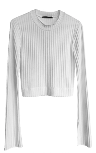 Long Sleeve Rib Knit Crop Top