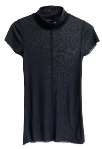 Tencel Rib 1 x 1 Knit Mock Neck Tee