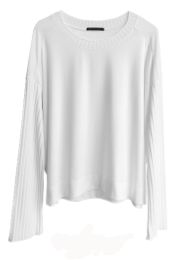 Knit Sweatshirt with Rib Sleeves