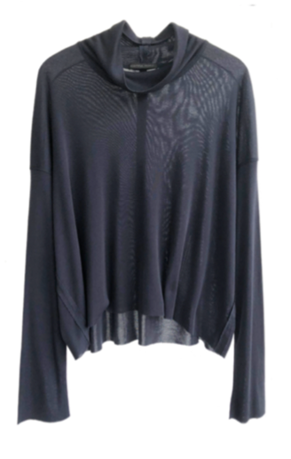 Tencel Rib 1 x 1 Dropped Shoulder Turtleneck