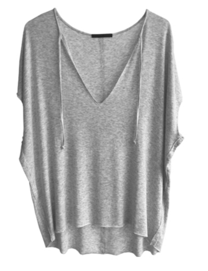 Heathered Tie Front Top